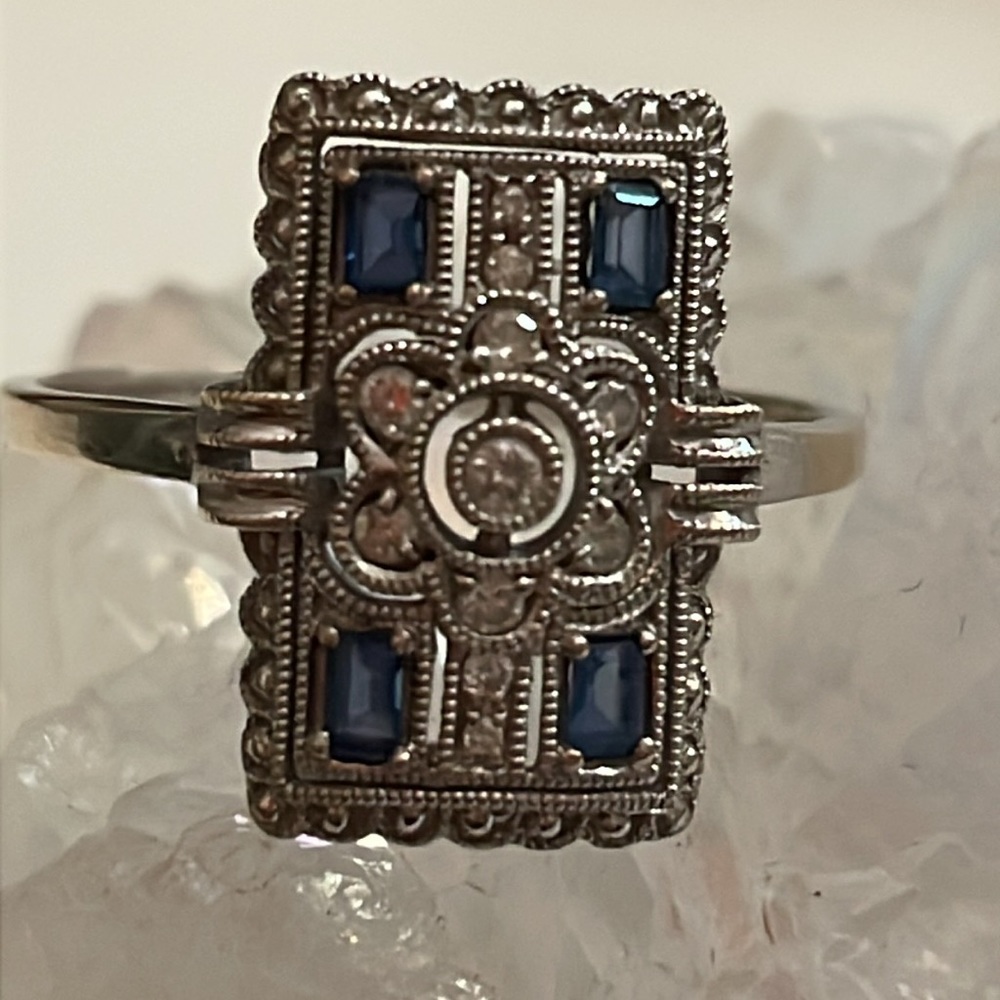 18K Art Deco sapphire and diamond ring - Picture 4 of 9